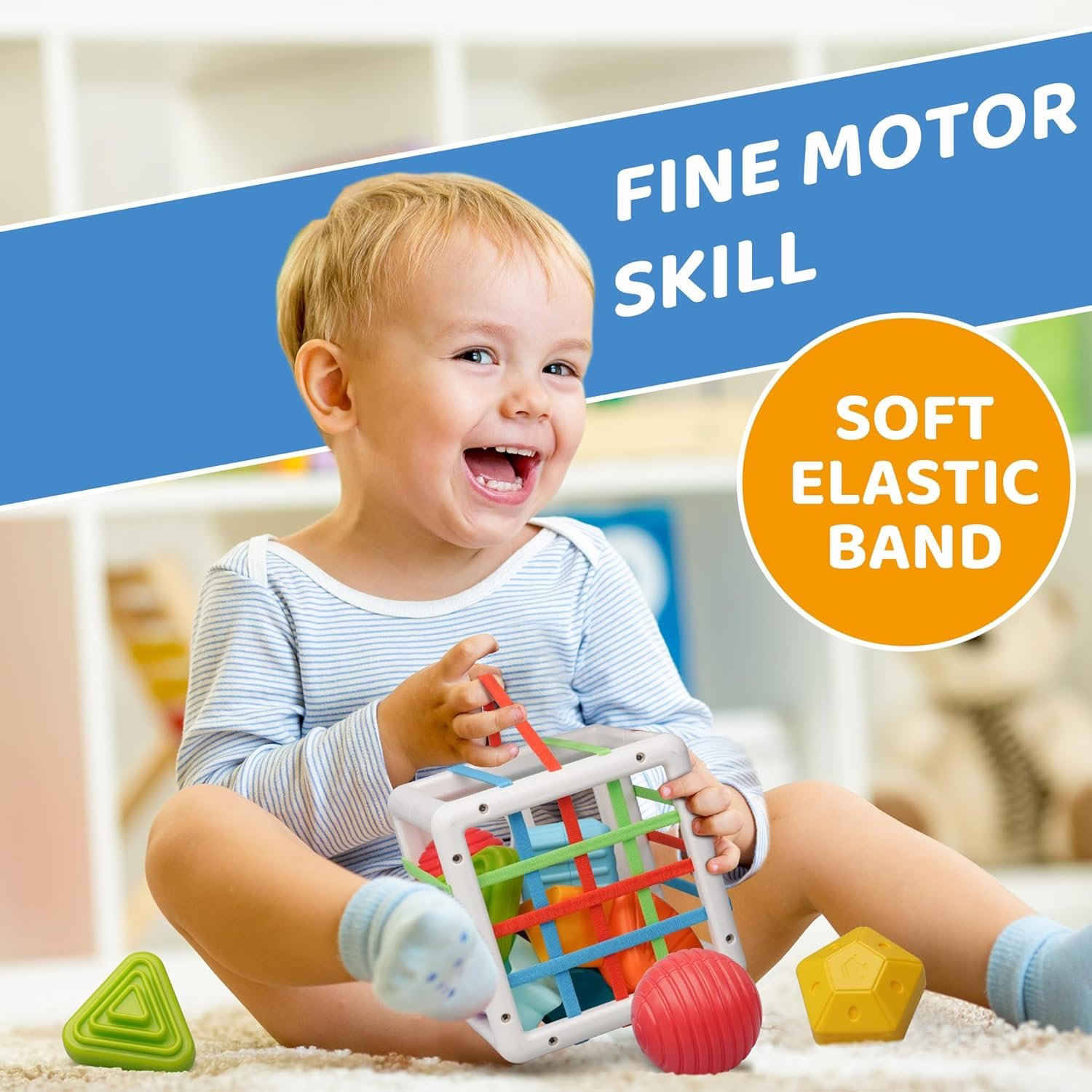 LiKee Shape Sorter Toys for 1+ Years Old, 10pcs Montessori Baby Blocks, Sensory Toddler Learning Toy for Fine Motor Skills, Infant Developmental Toys Gift for Boys Girls Ages 18+ Months - Image 4