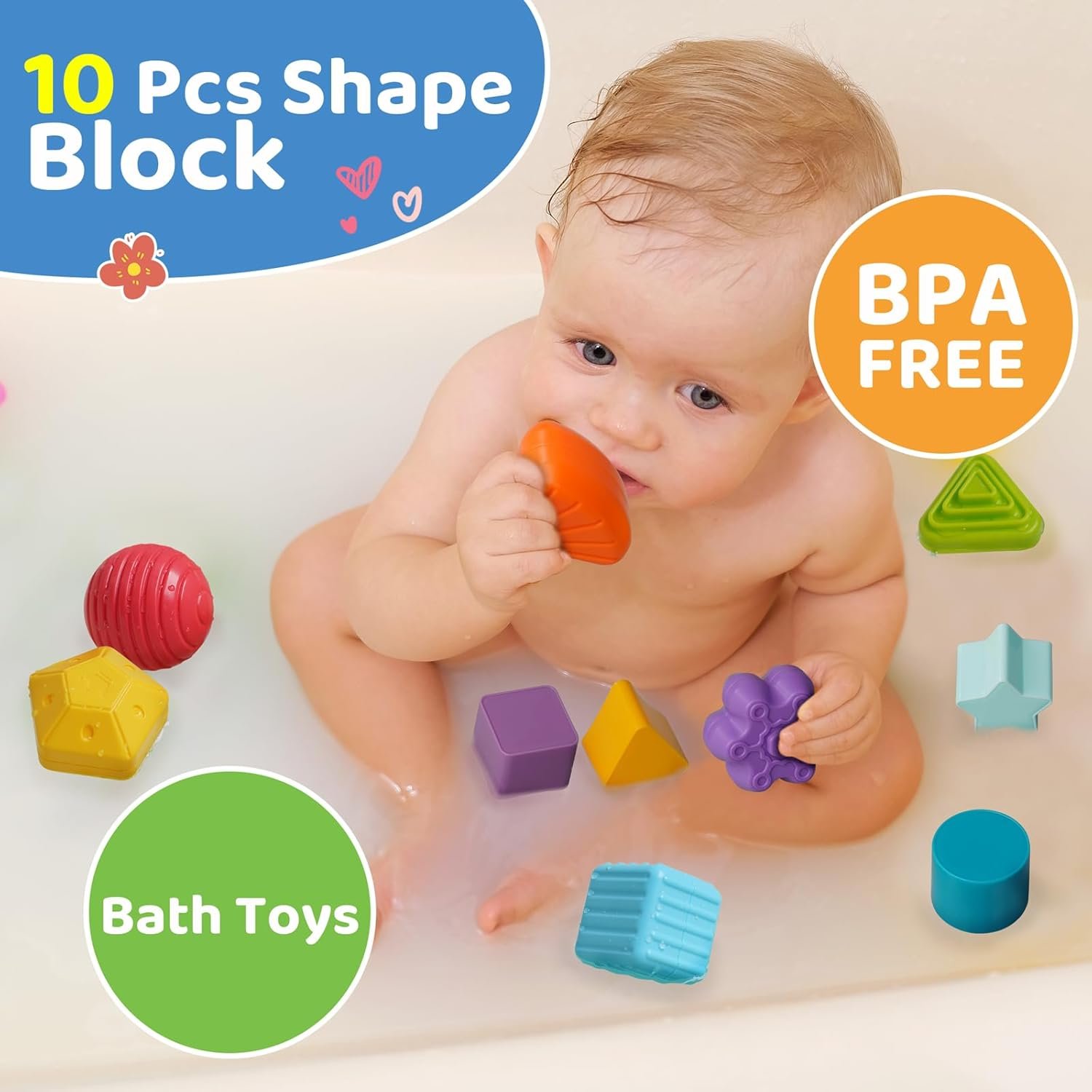 LiKee Shape Sorter Toys for 1+ Years Old, 10pcs Montessori Baby Blocks, Sensory Toddler Learning Toy for Fine Motor Skills, Infant Developmental Toys Gift for Boys Girls Ages 18+ Months - Image 5