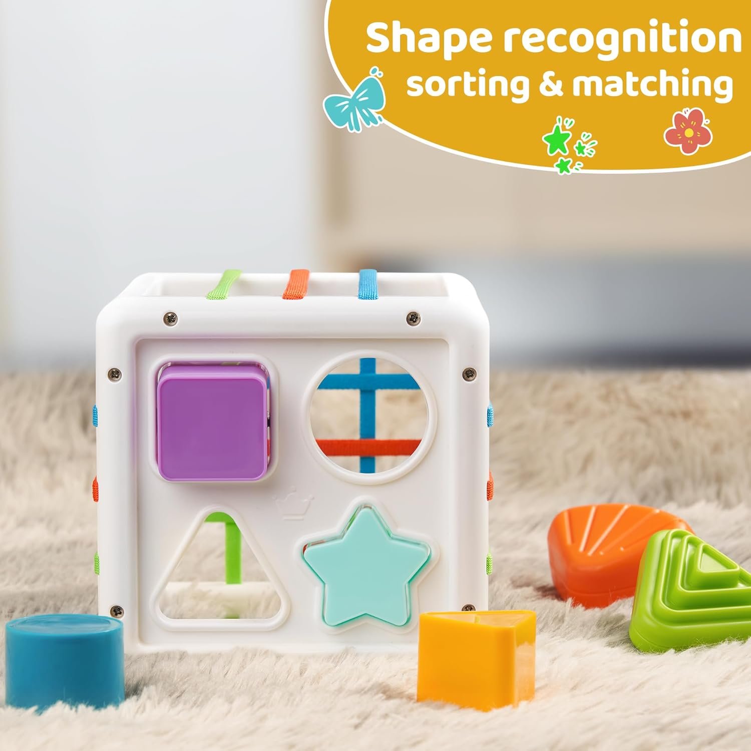 LiKee Shape Sorter Toys for 1+ Years Old, 10pcs Montessori Baby Blocks, Sensory Toddler Learning Toy for Fine Motor Skills, Infant Developmental Toys Gift for Boys Girls Ages 18+ Months - Image 6