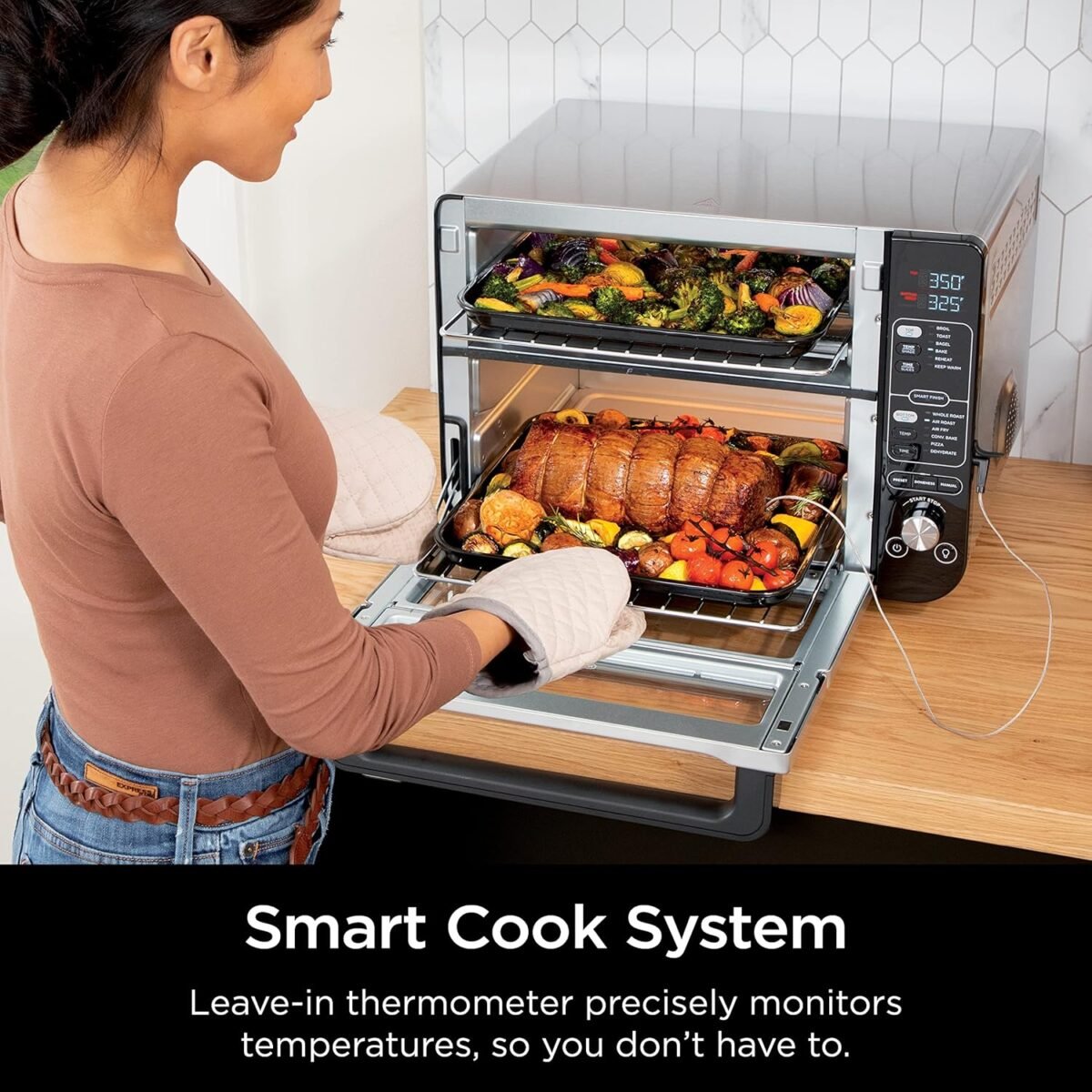 Ninja DCT451 12-in-1 Smart Double Oven with FlexDoor, Thermometer, FlavorSeal, Smart Finish, Rapid Top Convection and Air Fry Bottom , Stainless Steel - Image 3