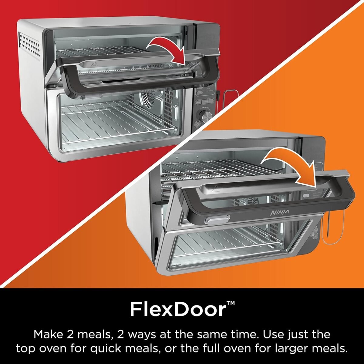 Ninja DCT451 12-in-1 Smart Double Oven with FlexDoor, Thermometer, FlavorSeal, Smart Finish, Rapid Top Convection and Air Fry Bottom , Stainless Steel - Image 4