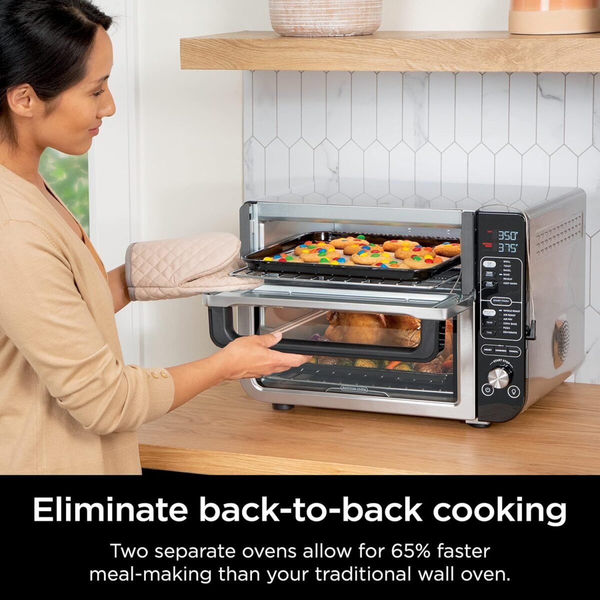 Ninja DCT451 12-in-1 Smart Double Oven with FlexDoor, Thermometer, FlavorSeal, Smart Finish, Rapid Top Convection and Air Fry Bottom , Stainless Steel - Image 7