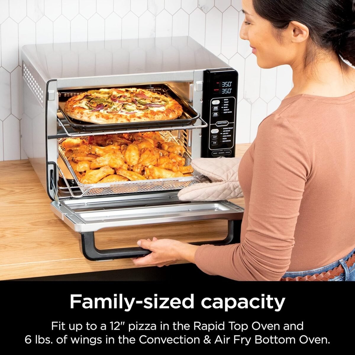 Ninja DCT451 12-in-1 Smart Double Oven with FlexDoor, Thermometer, FlavorSeal, Smart Finish, Rapid Top Convection and Air Fry Bottom , Stainless Steel - Image 9