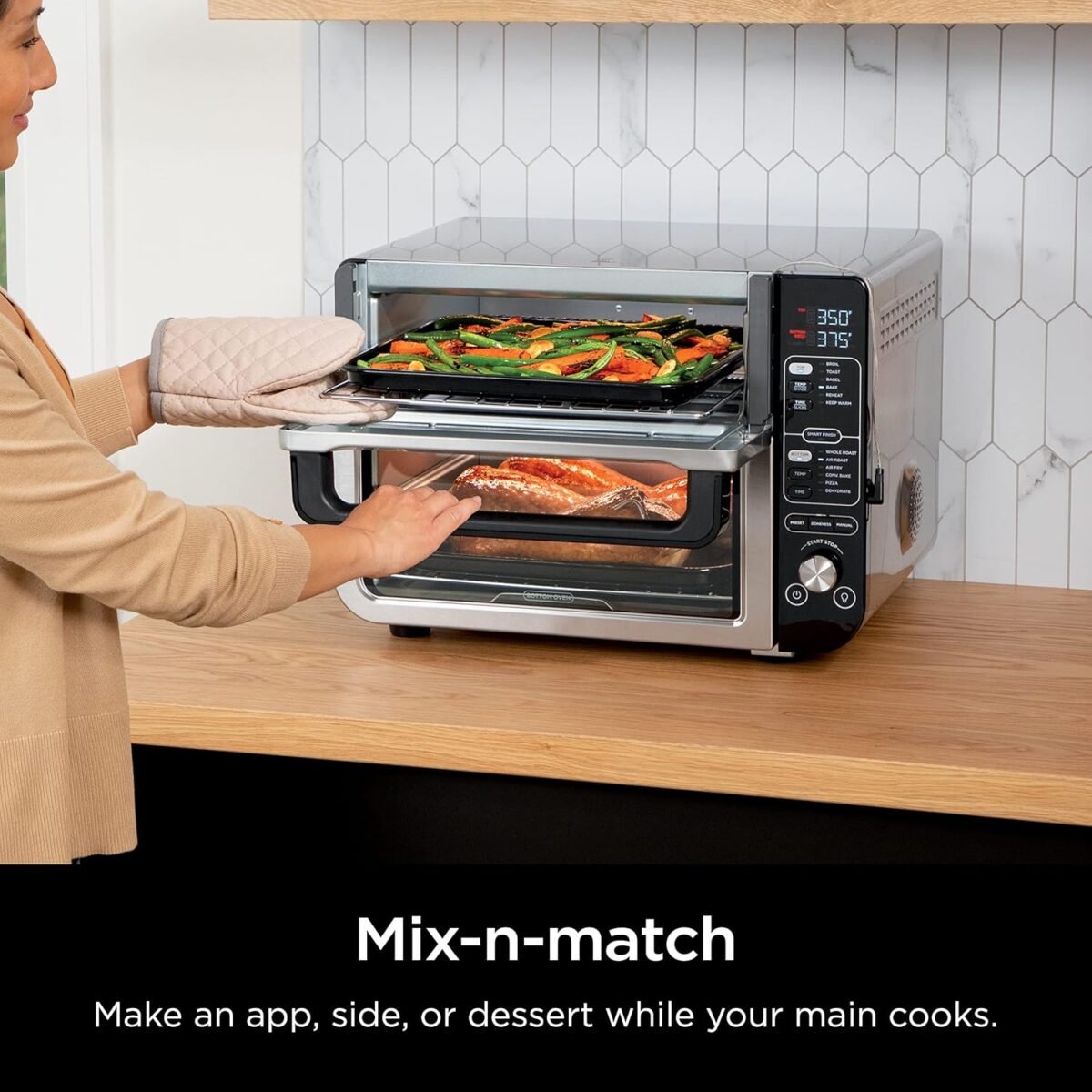 Ninja DCT451 12-in-1 Smart Double Oven with FlexDoor, Thermometer, FlavorSeal, Smart Finish, Rapid Top Convection and Air Fry Bottom , Stainless Steel - Image 10