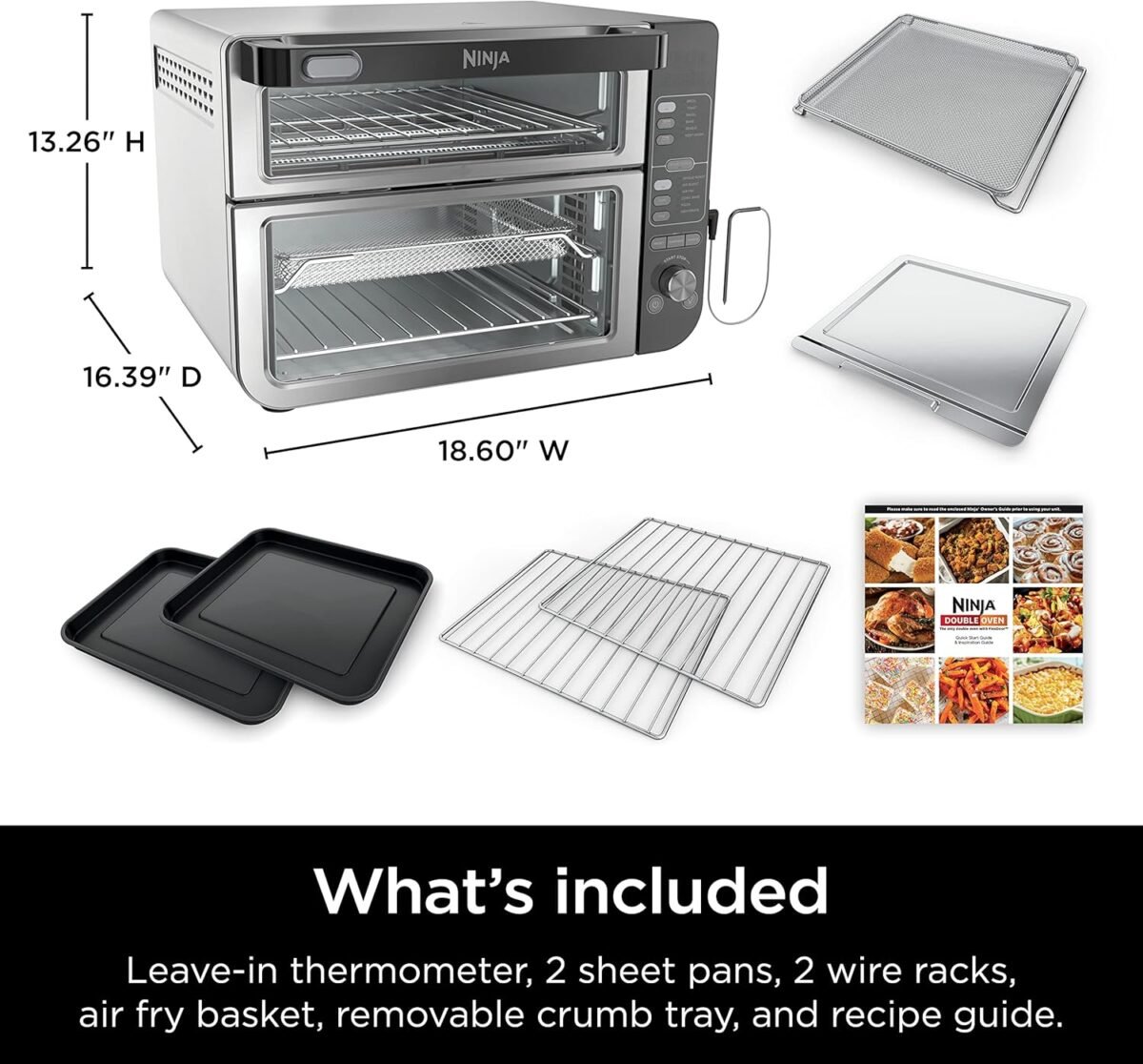 Ninja DCT451 12-in-1 Smart Double Oven with FlexDoor, Thermometer, FlavorSeal, Smart Finish, Rapid Top Convection and Air Fry Bottom , Stainless Steel - Image 12