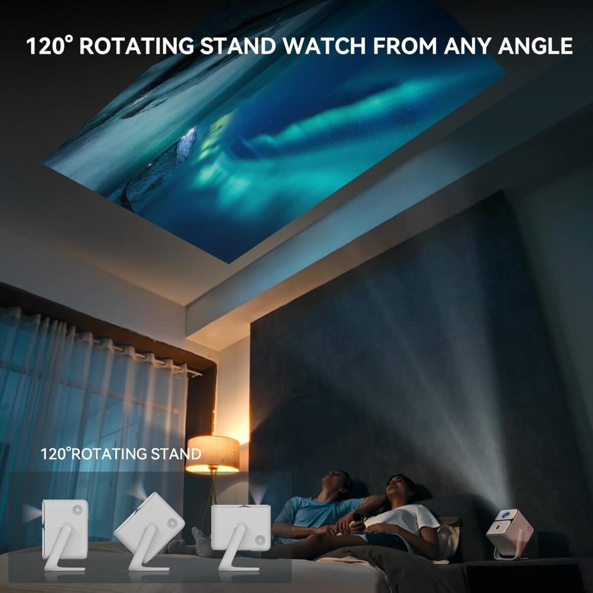 [Android TV 11.0 & Native 1080P] Wanbo T2 Ultra Smart Mini Projector with WiFi and Bluetooth, 120° Adjustable Stand, Auto Focus, 500 ANSI Outdoor Proyector, Built-in Streaming Apps & Google Store - Image 5