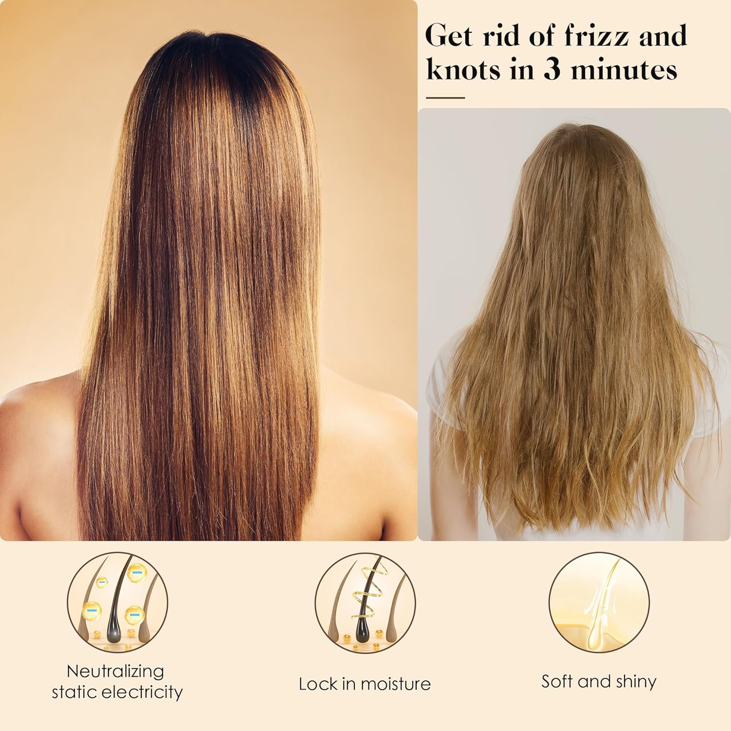 Bamboo Hair Brush for Hair Growth, Natural Bamboo Bristles Detangling Wooden Paddle Hairbrush for Massaging Scalp, for Women Men and Kids, for All Hair Types, with Ergonomic handle - Image 3