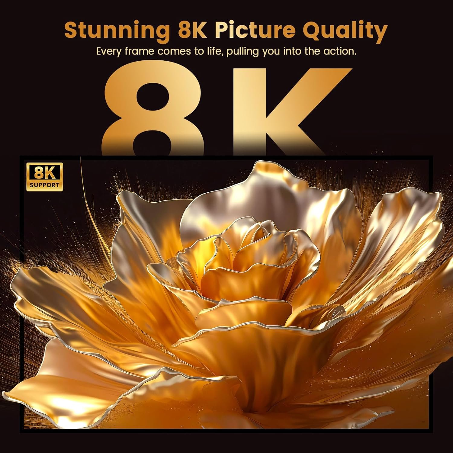 Mini Projector, 4K Portable Video Projector with WiFi & Bluetooth, Movie Projector Supports 8K with Android System, Auto Keystone Correction, 40"-200" Screen Video Projector, with HDMI2.0 Cable - Image 3