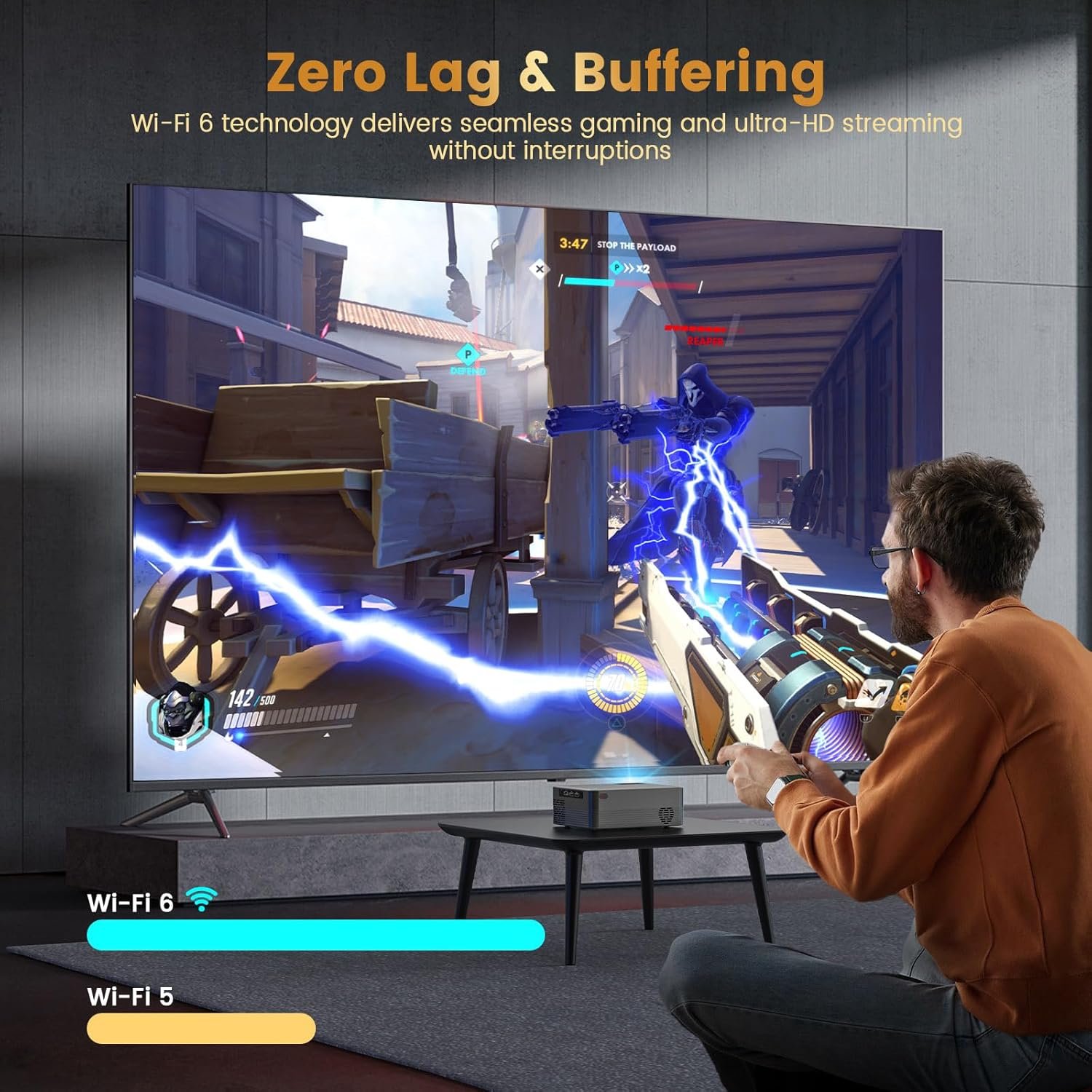 Mini Projector, 4K Portable Video Projector with WiFi & Bluetooth, Movie Projector Supports 8K with Android System, Auto Keystone Correction, 40"-200" Screen Video Projector, with HDMI2.0 Cable - Image 7