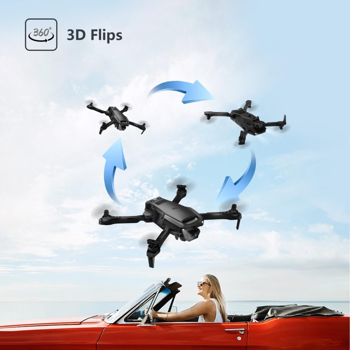 4DRC V36 Drone with Camera for Adults, 1080P HD FPV WiFi Drones for Kids, RC Quadcopter Helicopter Beginners, Voice Start, Waypoint Fly, Gesture Selfie,Toys Gifts for Boys Girls,Black - Image 10