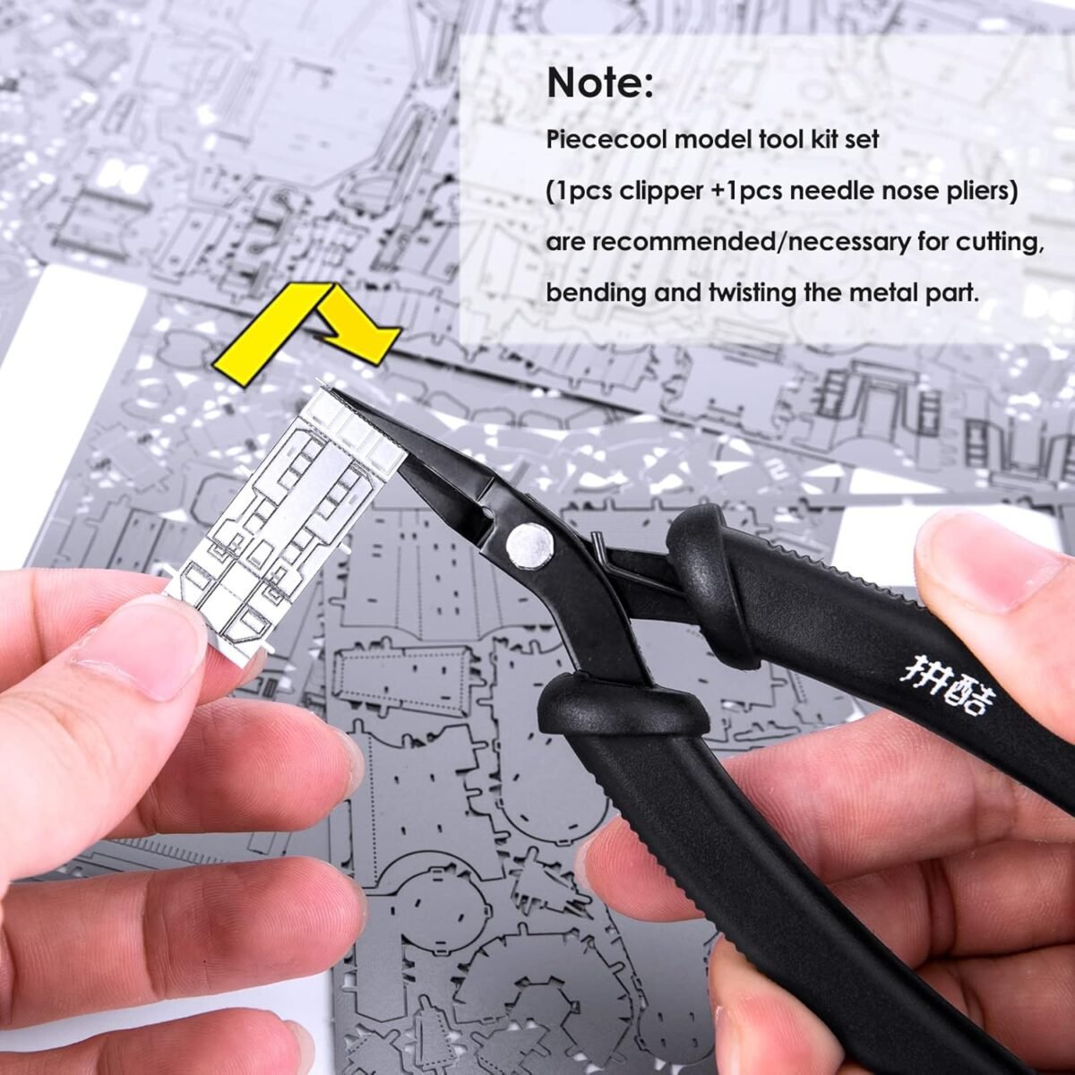 Piececool DIY Tools Set for Metal Earth Model Kits, 2pcs/set Professional Clipper and Needle Nose Pliers for Metal Puzzles Assembling Cutting and Bending Tools Kit - Image 7
