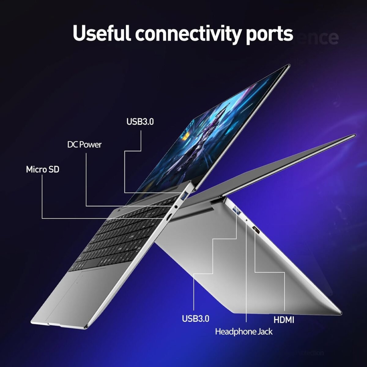 Laptop 15.6 Inch Win 11 Laptop Computers 8GB RAM 256GB SSD, Celeron N5095 Quad-Core Processor(Up to 2.9 GHz), 1080P FHD Display, Backlit Keyboard, Fingerprint,Laptops for Business, Student - Image 8