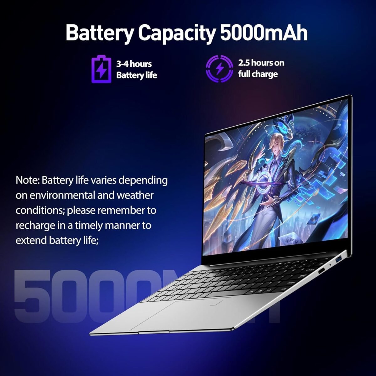 Laptop 15.6 Inch Win 11 Laptop Computers 8GB RAM 256GB SSD, Celeron N5095 Quad-Core Processor(Up to 2.9 GHz), 1080P FHD Display, Backlit Keyboard, Fingerprint,Laptops for Business, Student - Image 9