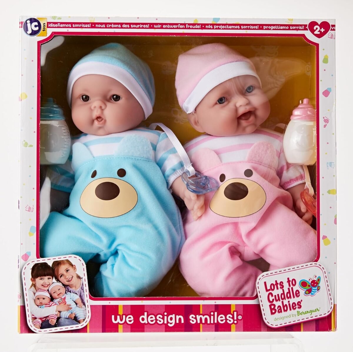 JC Toys Twins 13" Realistic Soft Body Baby Dolls Berenguer Boutique | Twins Gift Set with Removable Outfits and Accessories | Pink and Blue | Caucasian | Ages 2+ - Image 10