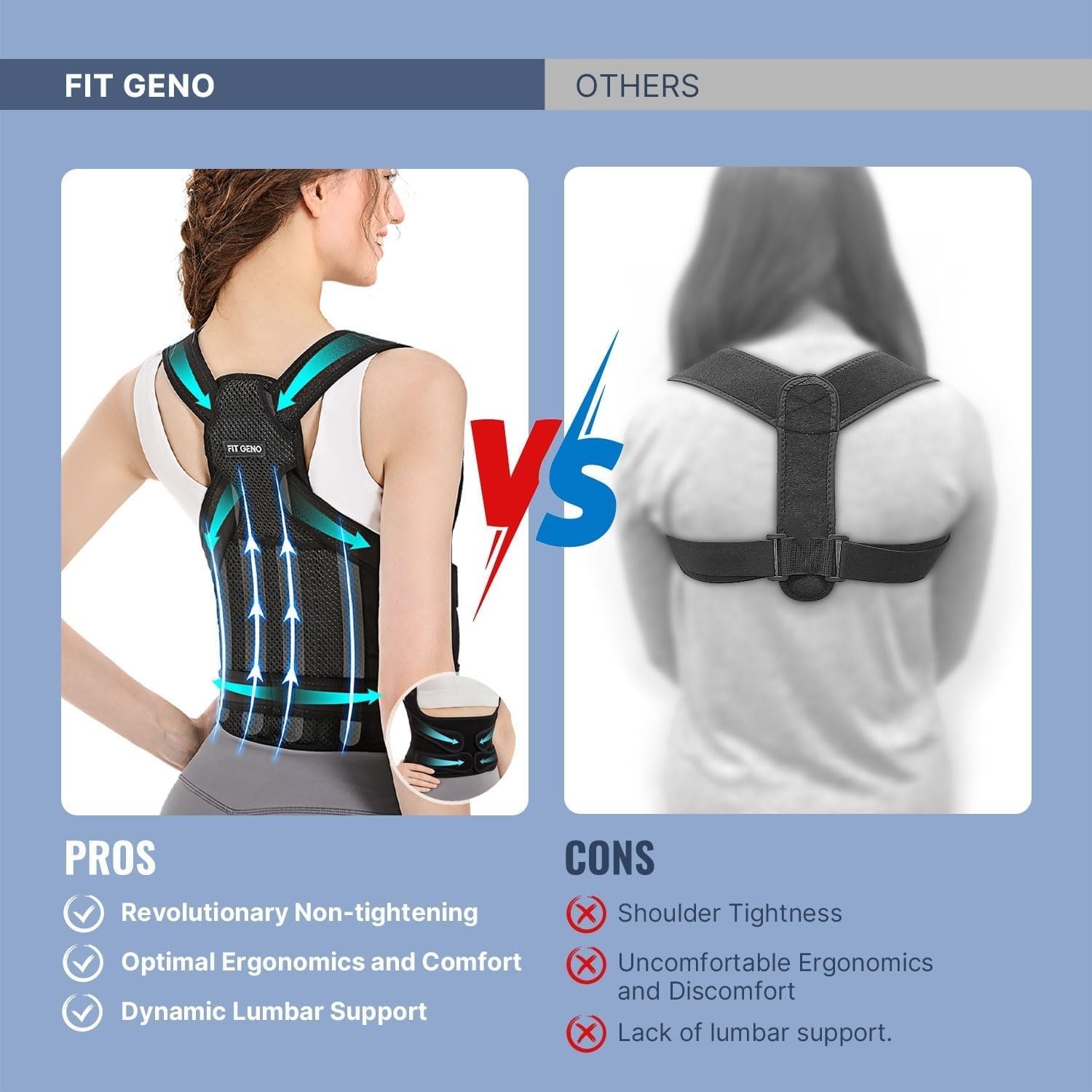 Fit Geno Posture Corrector for Women and Men - Adjustable Back Brace & Straightener for Scoliosis Hunchback Correction Back Pain Spine Corrector Back Support and Posture Trainer Large/X-Large - Image 3
