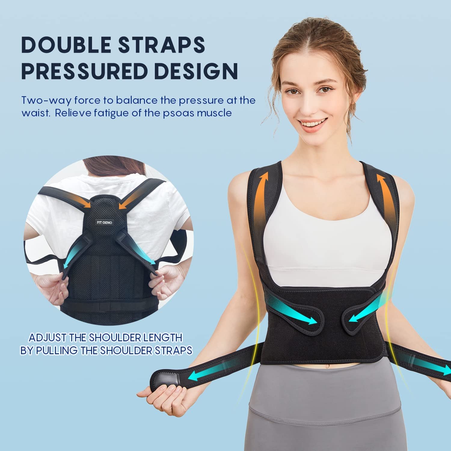 Fit Geno Posture Corrector for Women and Men - Adjustable Back Brace & Straightener for Scoliosis Hunchback Correction Back Pain Spine Corrector Back Support and Posture Trainer Large/X-Large - Image 6
