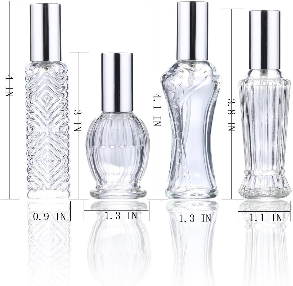 H&D HYALINE & DORA Vintage Refillable Perfume Bottles Glass Empty Spray Bottle Wedding Gifts Car Decor Set of 4 - Image 3