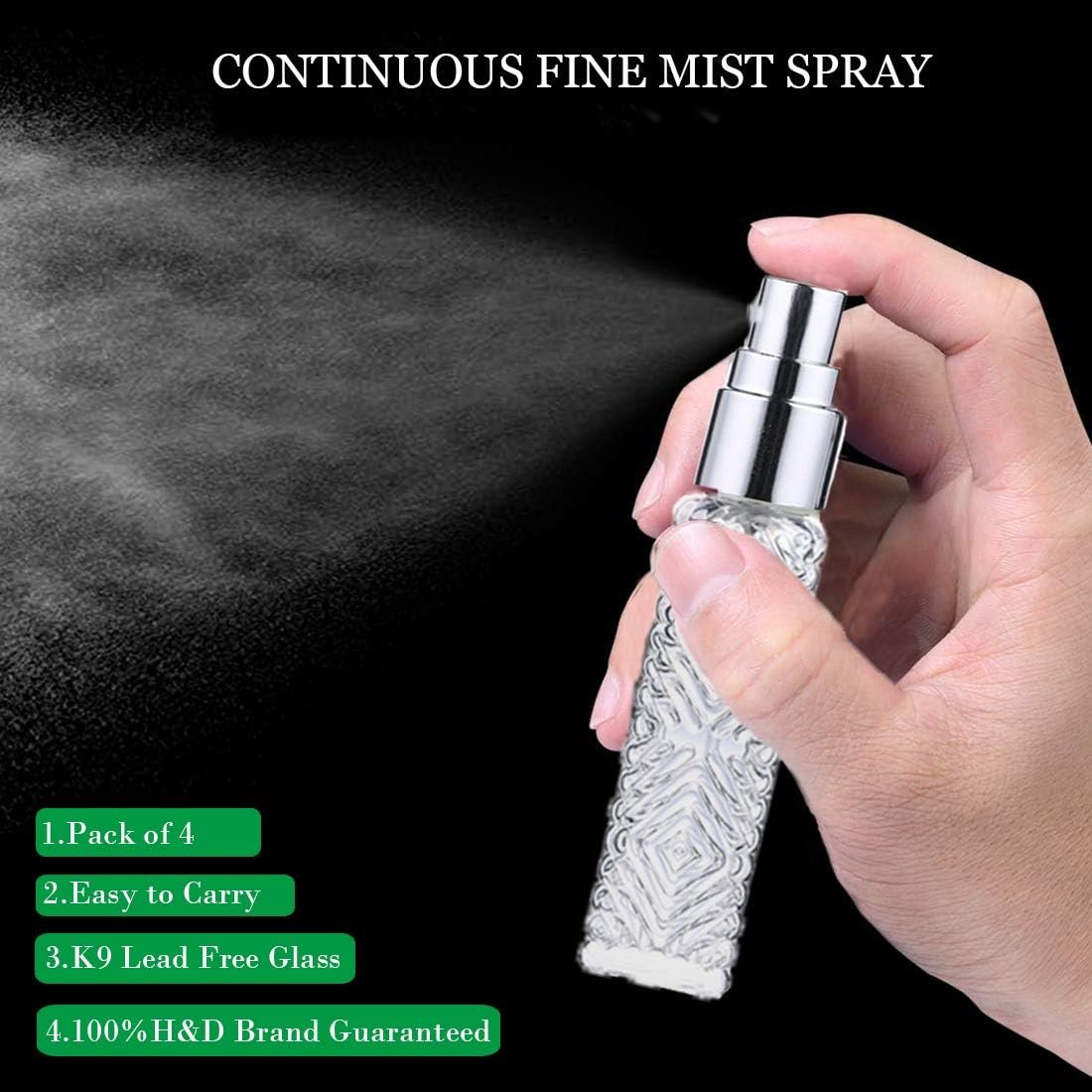 H&D HYALINE & DORA Vintage Refillable Perfume Bottles Glass Empty Spray Bottle Wedding Gifts Car Decor Set of 4 - Image 4