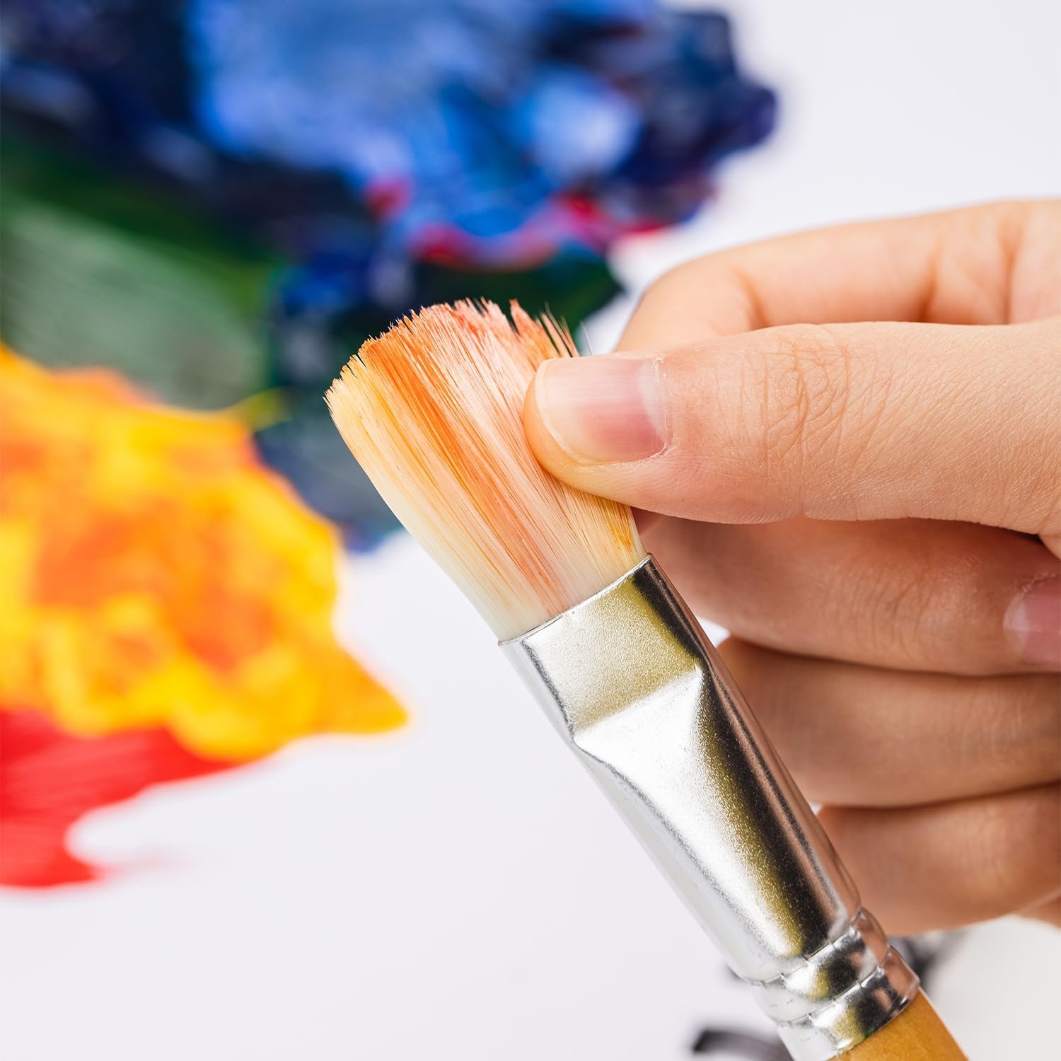 Amazon Basics Multi-shaped Polyester Paint Brushes for for Acrylic, Oil, Watercolor, Gouache, 24 count Different Sizes, Wood Color - Image 6