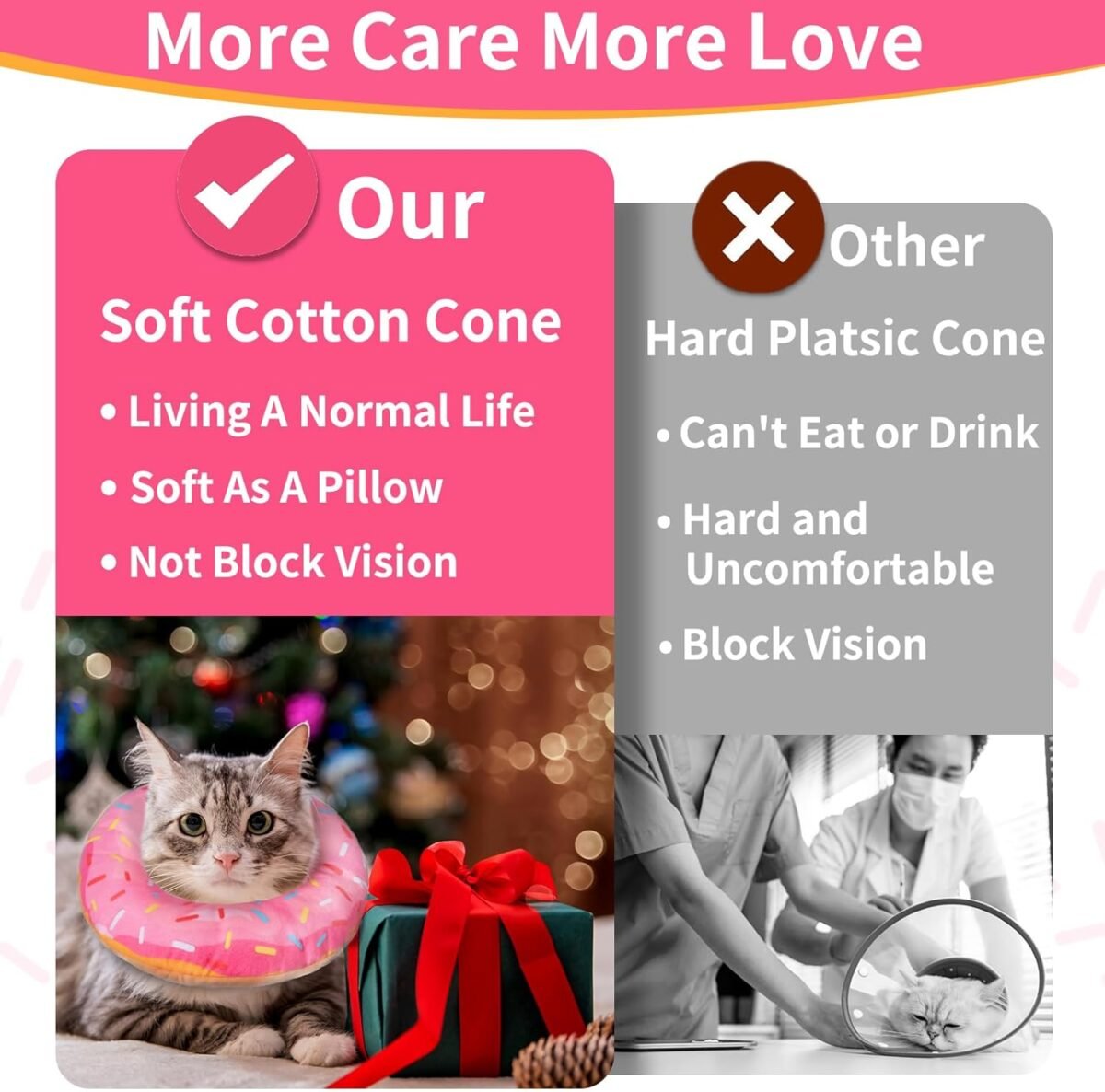 Cat Cone Collar Soft, Cat Recovery Collar for Wound Healing Cute Donut Adjustable Kitten Cones to Stop Licking Comfortable Lightweight Neck Elizabethan Collars for Kittens After Surgery - Image 8