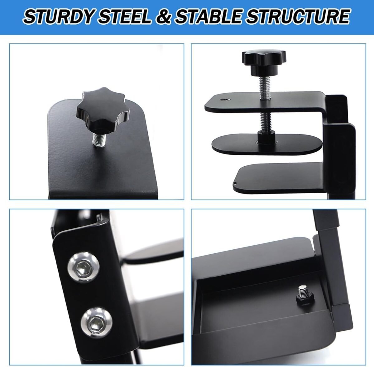 Adjustable Clamp Mount on Desk for PC Tower - No Drilling, Height Adjustable from 13.2" to 21.6", Width Adjustable from 5.5" to 9.8", Heavy Duty Under Desk Computer Mount, Computer Mount for Desk - Image 8
