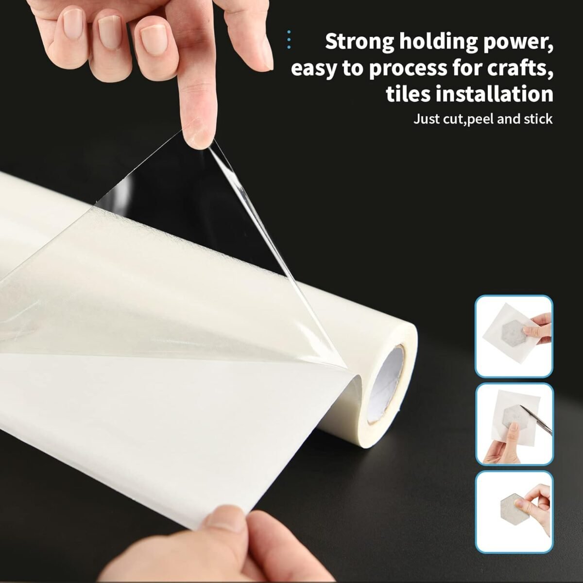 Art3d 12in.X 360in. Double-Sided Tape Sheet for Crafts, Arts, DIY Projects, Reinforcing Sticky Adhesive for Peel and Stick Tiles, Damage-Free, Residue-Free - Image 5