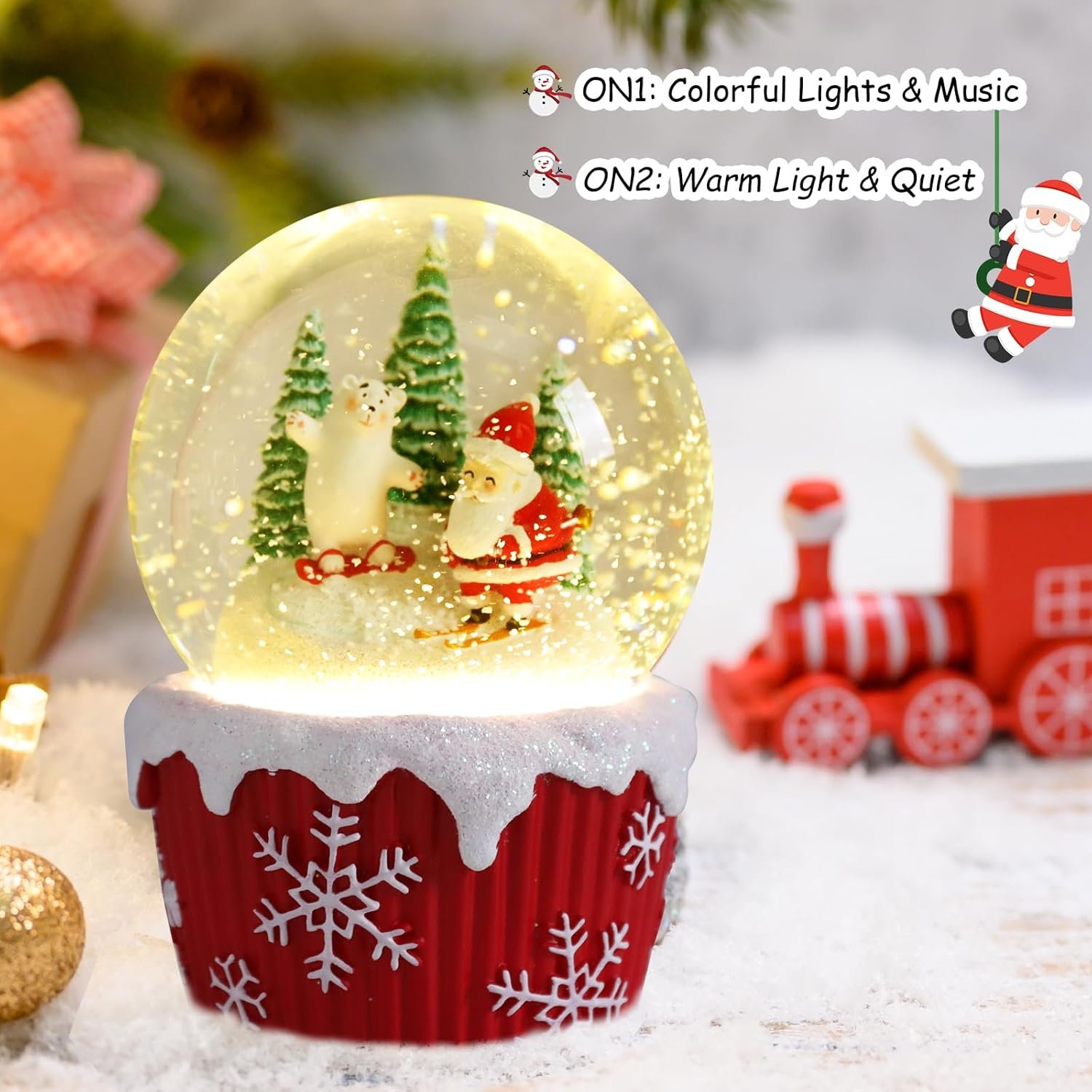 VCUTEKA Snow Globe, Christmas Snow Globe Color Changing Battery Operated Lighted Musical Snow Globes for Kids Gift and Home Décor - Image 5