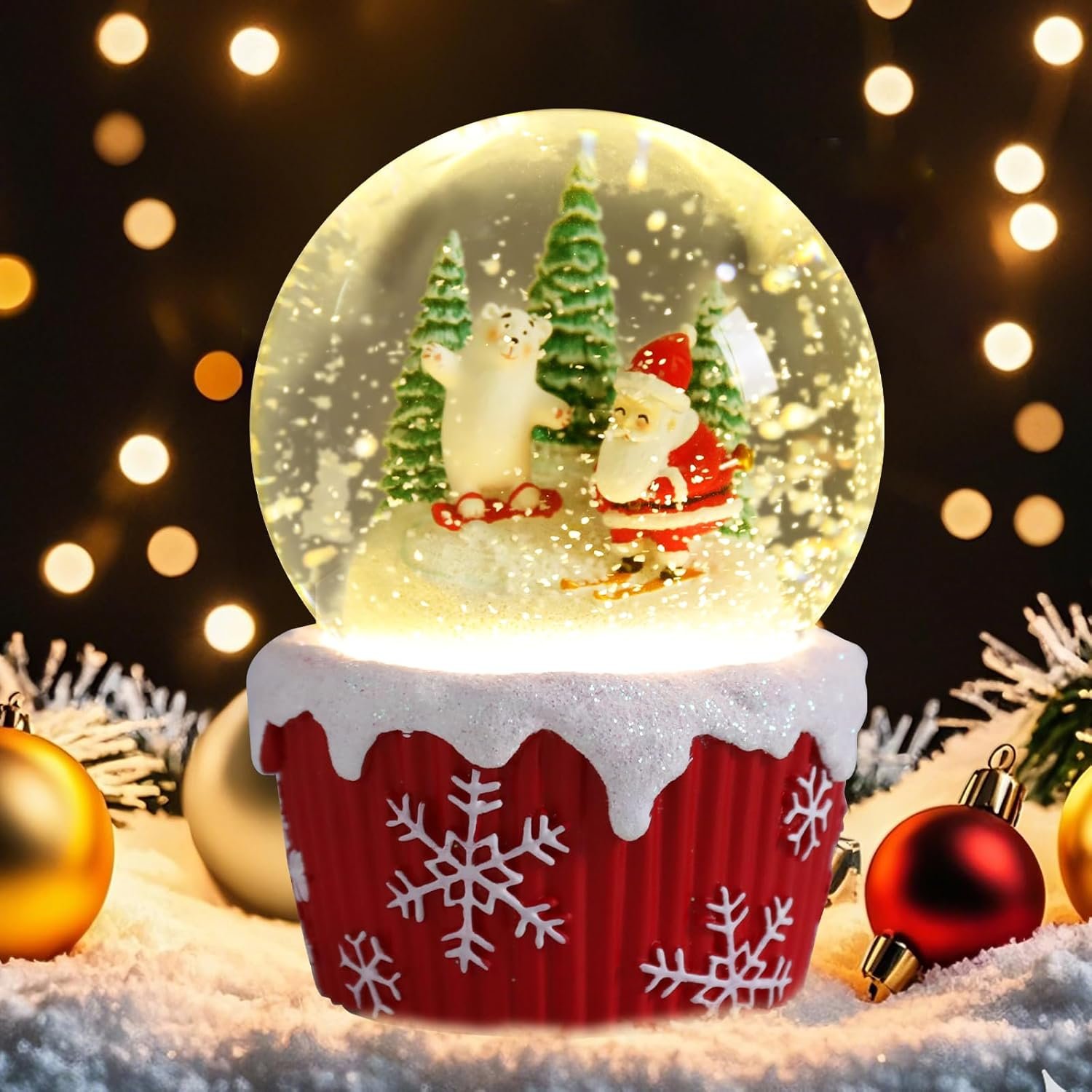 VCUTEKA Snow Globe, Christmas Snow Globe Color Changing Battery Operated Lighted Musical Snow Globes for Kids Gift and Home Décor - Image 9