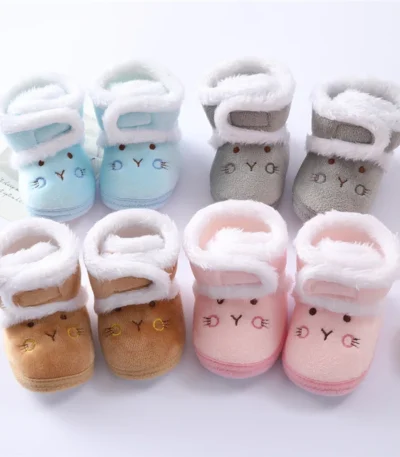 Winter Newborn Baby Girl Boy Shoes First Walkers Thick Warm Infant Baby Shoes Cute Toddler Baby Shoes for Girls Boys 0-9Month 1
