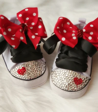 Dollbling Polka Dot Little Cutie Star Sneaker Sparkle Baby Canvas Shoes Stunning Pram 0-1Y Princess girl Sneaker walkers 1