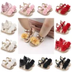 New Infant Baby Shoes Baby Boy Girl Shoes Toddler Flats Summer Sandal Flower Soft Rubber Sole Anti-Slip Crib Shoes First Walker