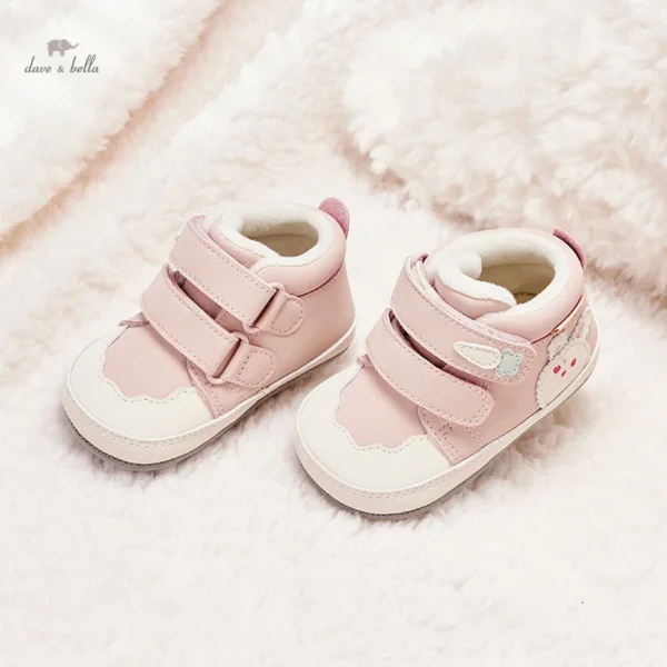 Dave Bella 0-18M Baby Shoe Boy Girl Cute Casual Flat Sneaker First Baby Ankle Boot Cotton Non-slip Warm Walking Shoes DB4241500