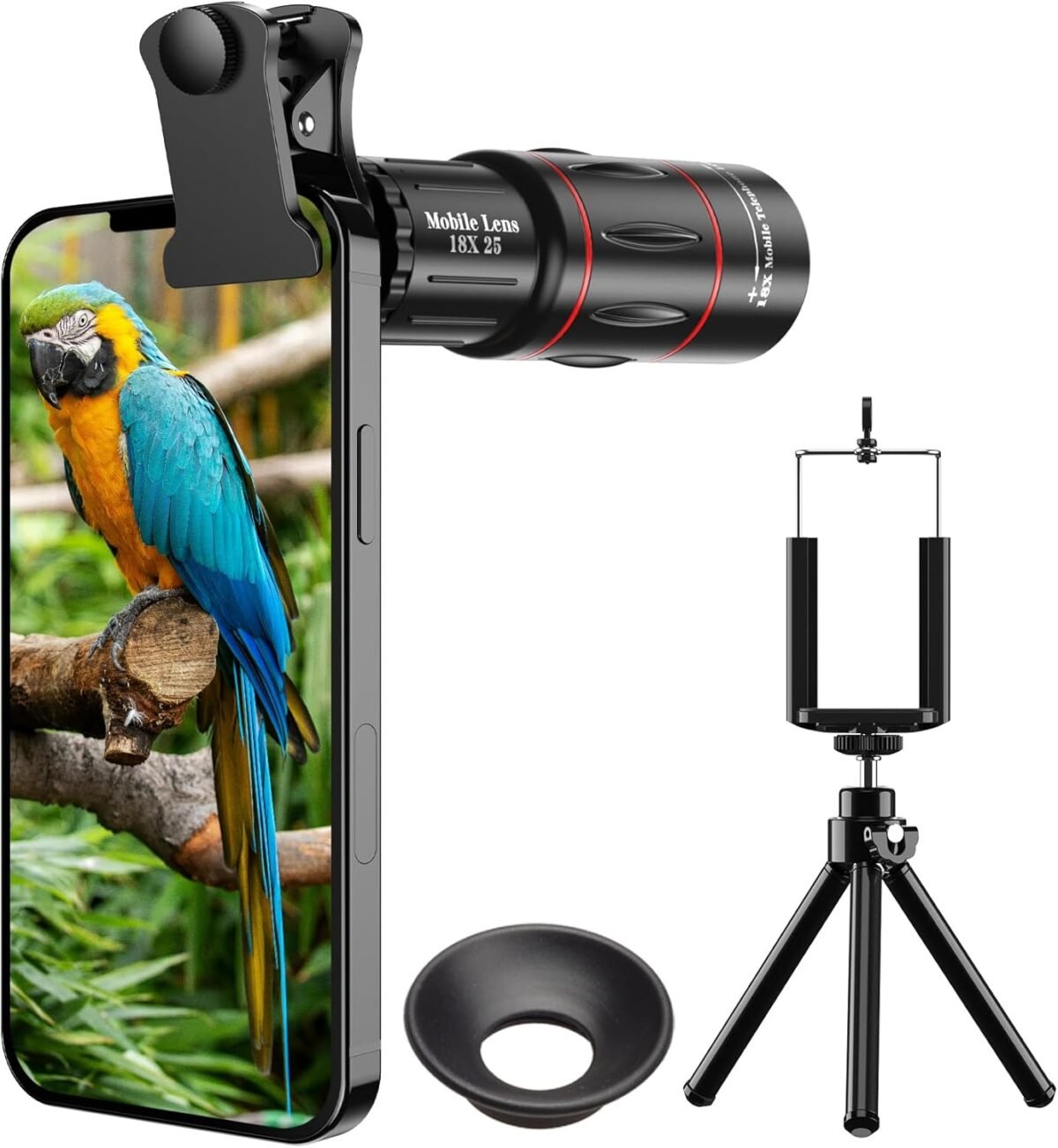 18X Telephoto Lens, Evil eye Hight Power Telephoto Phone Lens with Tripod, Mobile Cell Lens Attachment for Android & iPhone, Samsung and Most Smartphone - Image 2