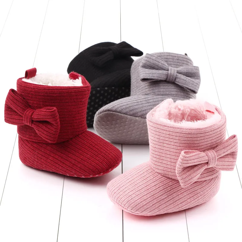 Baby Ankle-covered Boots Cute Bowknot Warm Lining Winter Infant First Walking Shoes for Baby Girls Soft Cotton Sole Baby Likes Baby Ankle-covered Boots Cute Bowknot Warm Lining Winter Infant First Walking Shoes for Baby Girls Soft Cotton Sole Baby Likes
