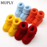 Handmade Newborn Baby Boys Girls Crib Shoes Infant Boys Girls First Walkers Crochet Knit Winter Warm Booties Toddler Warm Shoes