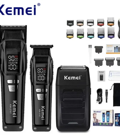 Kemei Professional Electric Hair Clipper Kit Rechargeable Hair Trimmer Shaver For Men USB Charging Beard Razor KM-2797 KM-1102