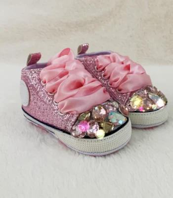 Nursery Canvas Sneakers Newborn Baby Boy Rhinestone Espadrilles Personalized Name Date Infant Toddler Crib Shoes 1