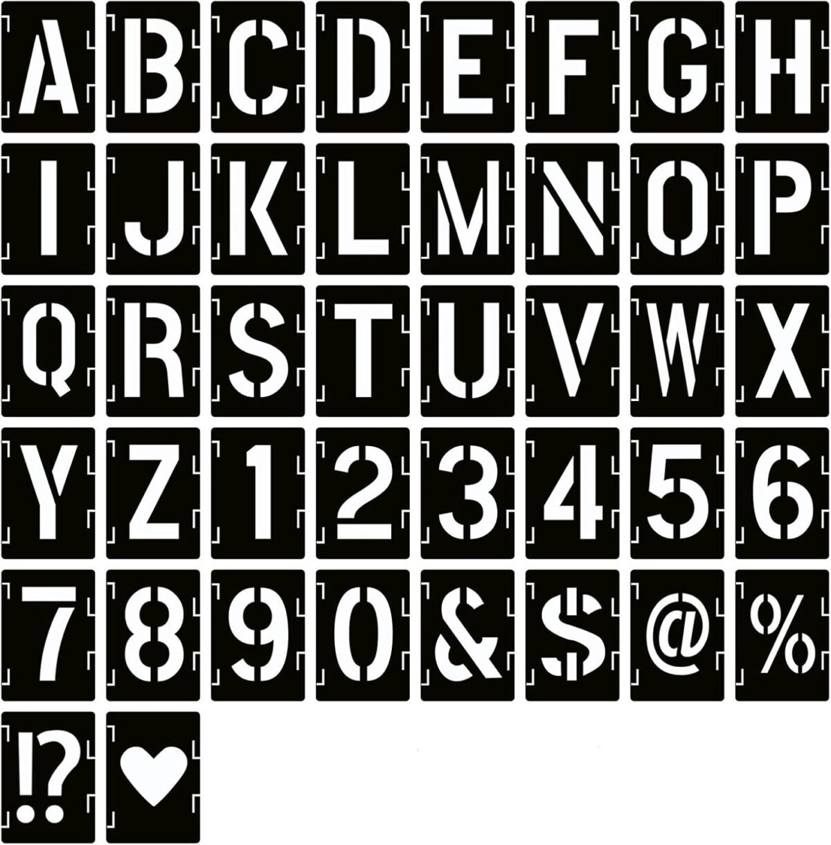 2 inch letter stencils symbol numbers craft stencils 42 pcs reusable alphabet templates interlocking stencil kit for painting on wood wall fabric rock sign diy art projects.jpg