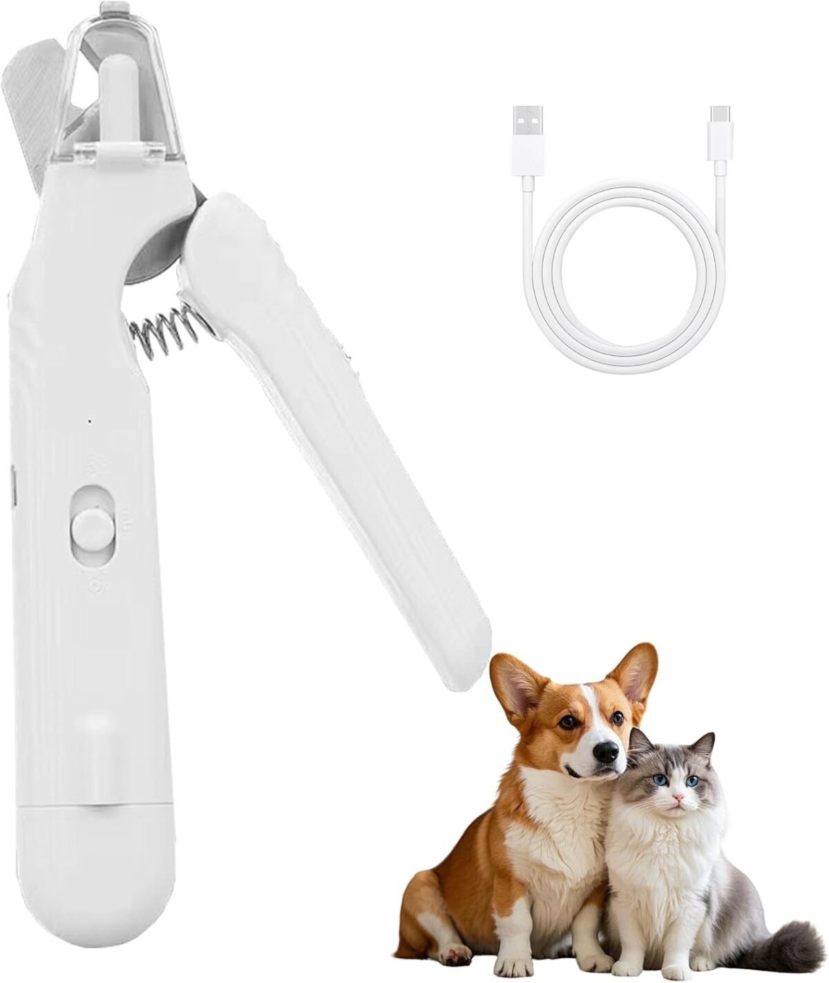 2-in-1 Dog Nail Grinder & Dog Nail Clippers Trimmers for Large Medium Small Dogs Cats Pets Claw Trimmer with LED Lights (White) - Image 2