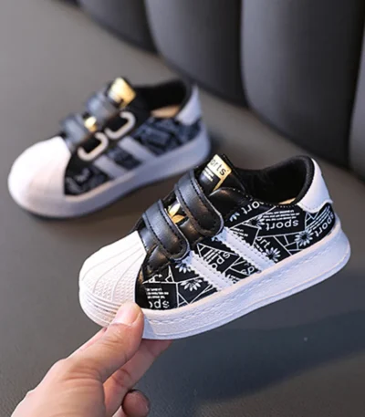 1-6T Baby Toddler Shoes Sneakers Sneakers Kids Sports Shoes  Artificial PU Breathable Non-slip Wear-resistant White Shoes 1