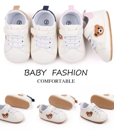 Baby Shoes Cute Bear Sneaker Spring and Autumn Style High Quality PU and TPR Sole Anti-slip 0-9-18 Month Toddler Walking BMB3134 1