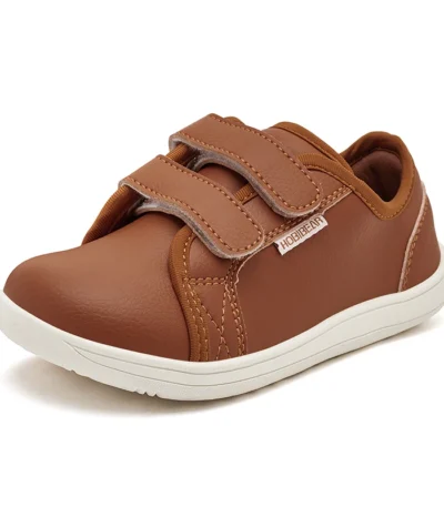 HOBIBEAR Kids Barefoot Shoes Little/Big/Kid Wide Toe Minimalist Sneakers Lightweight Hook Loop Artificial Leather Shoes 1