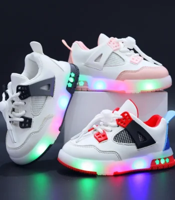 Hot Sales Fashion Four Seasons Baby shoes Casual LED Lighted Lovely Infant Tennis Classic Sports Lace Up Girls Boys Toddlers 1