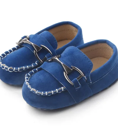 Toddler First Walkers Infant Newborn Anti-slip Shoes Iron Buckle Frosted Leather Peas Shoes for Baby Boy Rubber Sole Moccasins 1
