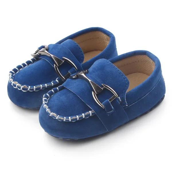 Toddler First Walkers Infant Newborn Anti-slip Shoes Iron Buckle Frosted Leather Peas Shoes for Baby Boy Rubber Sole Moccasins