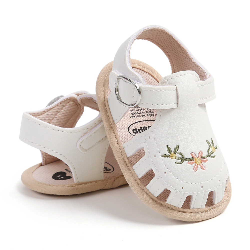 2024 Newborn Baby Girl Sandals Summer Embroidered Leisure Comfortable Lightweight Floral Soft Sole Wrap Toe Sandals For 0-18M 2024 Newborn Baby Girl Sandals Summer Embroidered Leisure Comfortable Lightweight Floral Soft Sole Wrap Toe Sandals For 0-18M