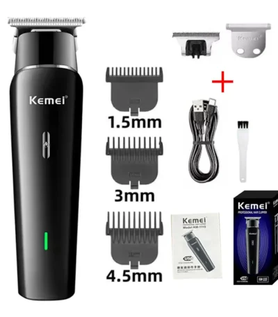 Kemei KM-1115 Fast Usb Charging Hair Clippers Rechargeable Hair Trimmer Low Noise Professional Cordless Men’s Hair Cut Clipper