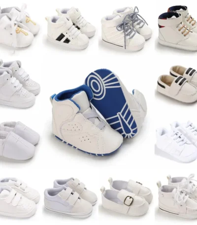 White Fashion Baby Shoes Casual Shoes For Boys And Girls Soft Bottom Baptism Shoes Sneakers For Freshmen Comfort First WalkShoes 1