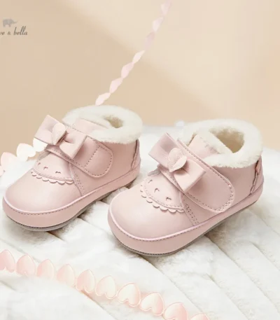 Dave Bella Pink Baby Shoe Boy Girl Baby Cute Casual Flat Sneaker Baby Winter Cotton Non-slip Warm Walking Shoes DB4241531 1