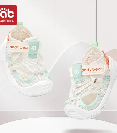 AIBEDILA Baby Boys Girls Summer Mesh Sandals Outdoor Sports Shoes Breathable Closed Toe Velcro Walking Shoes 1